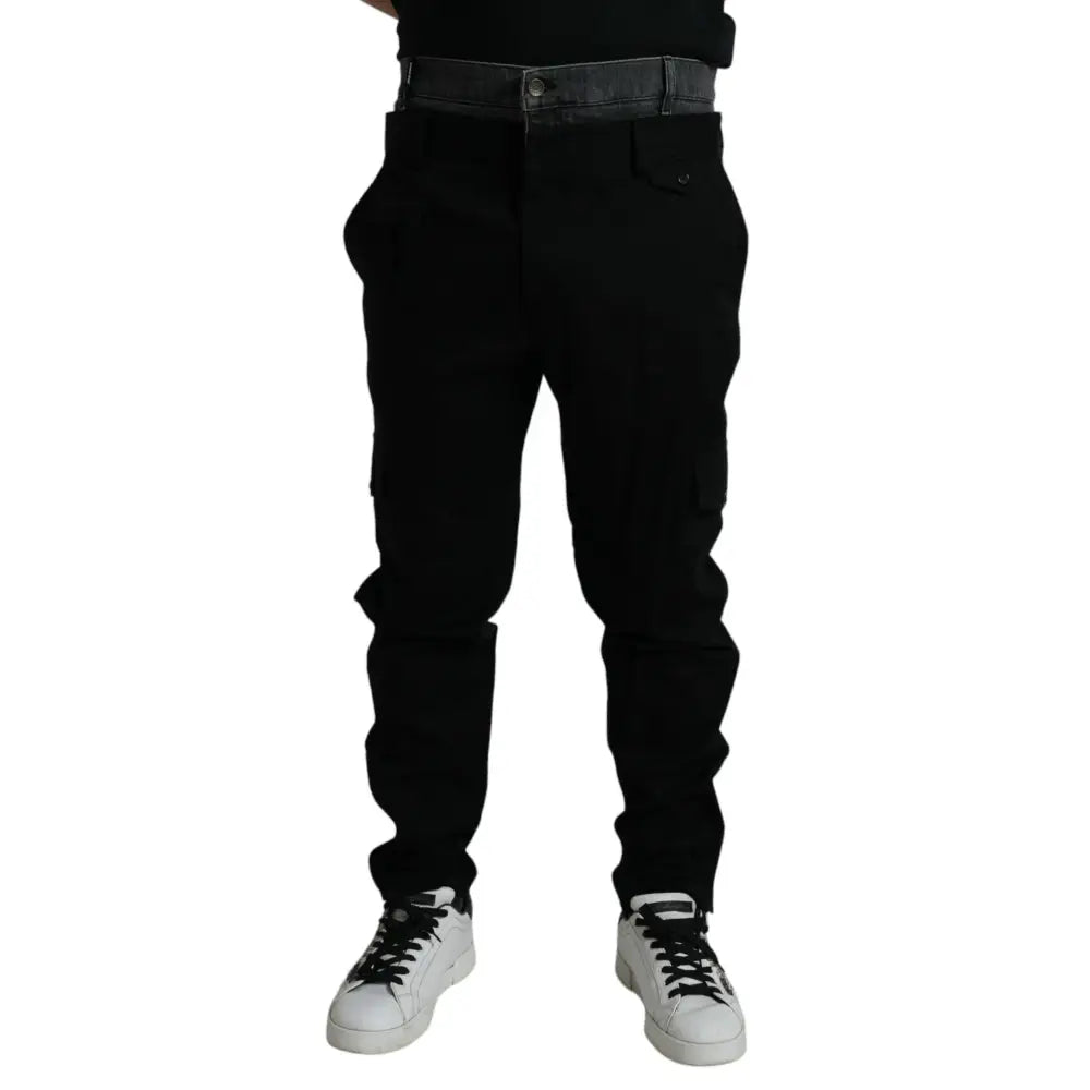 Dolce & Gabbana Sort Grå slim Bomuld Denim Jeans