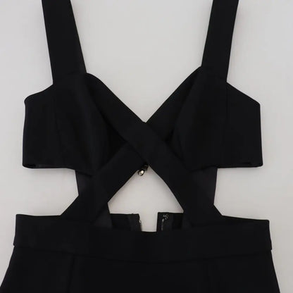 Dolce & Gabbana Sort Viscose Bodycon Sheath Midi Kjole