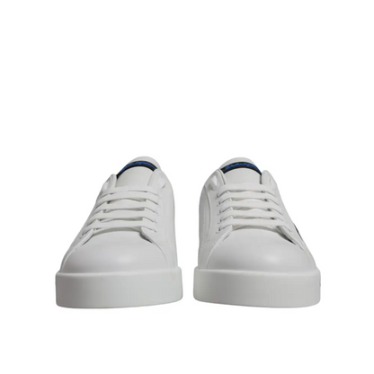 Dolce & Gabbana white blue leather logo low-top sneakers