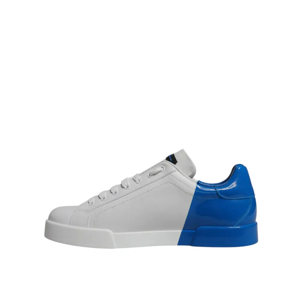 Dolce & Gabbana white blue leather logo low-top sneakers