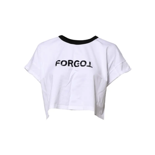 Dolce & Gabbana gabbana white cotton cropped t-shirt with forgot print
