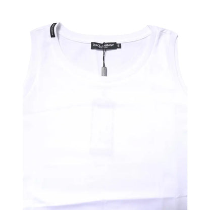 Dolce & Gabbana White Cotton Sleeveless Crew Neck T-shirt