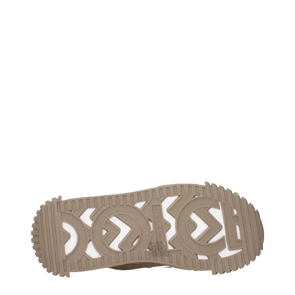 Dolce & Gabbana white fabric athletic sneakers with tan rubber sole, geometric pattern and Dior embossing