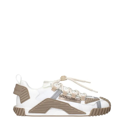 Dolce & Gabbana white fabric athletic sneakers with textured panels and metallic accents