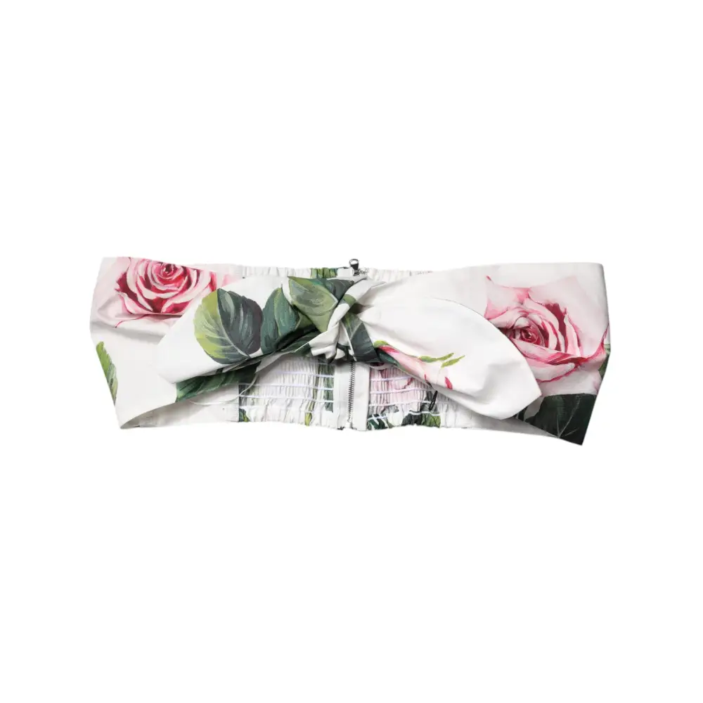 Hvid Dolce & Gabbana blomstret bandeau med pink rose, spar 30-70% på mode