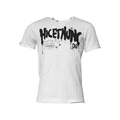 Dolce & Gabbana White Graphic Print Cotton Crew Neck T-shirt