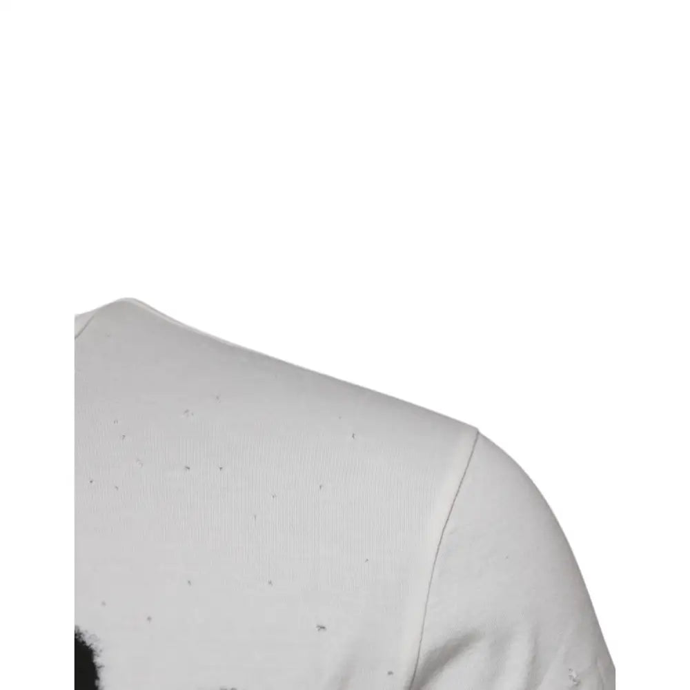 Dolce & Gabbana White Graphic Print Cotton Crew Neck T-shirt