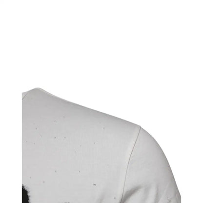 Dolce & Gabbana White Graphic Print Cotton Crew Neck T-shirt