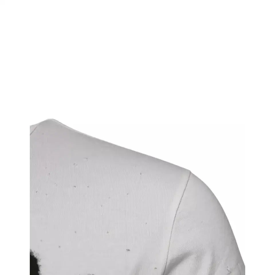 Dolce & Gabbana White Graphic Print Cotton Crew Neck T-shirt