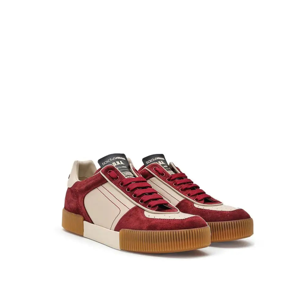 Hvide Dolce & Gabbana sneakers i læder med suede detaljer