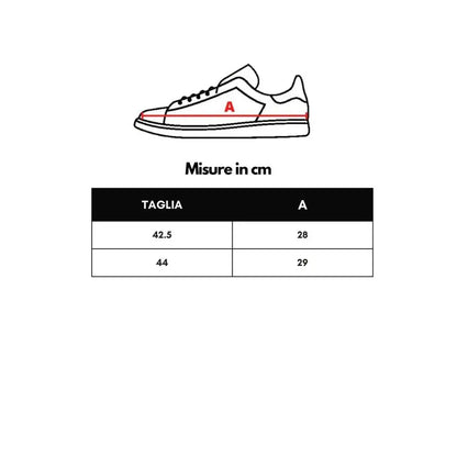 Dolce & Gabbana white leather sneaker with black laces and red measurement line