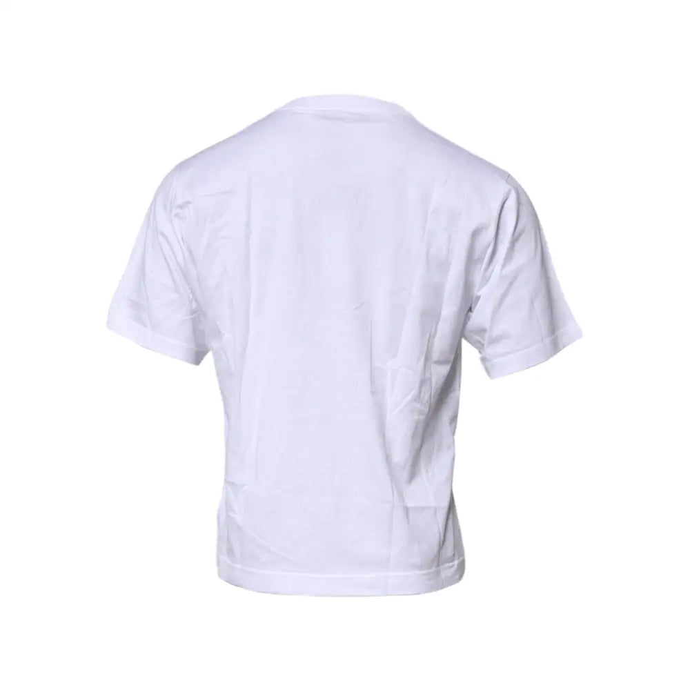 Dolce & Gabbana White Logo Patch Cotton Crew Neck T-shirt