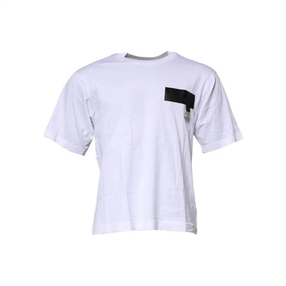 Dolce & Gabbana White Logo Patch Cotton Crew Neck T-shirt