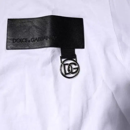 Dolce & Gabbana White Logo Patch Cotton Crew Neck T-shirt