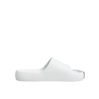 Dolce & Gabbana White Logo Slides Sandals Men Beachwear Shoes