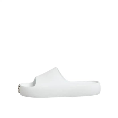 Dolce & Gabbana White Logo Slides Sandals Men Beachwear Shoes