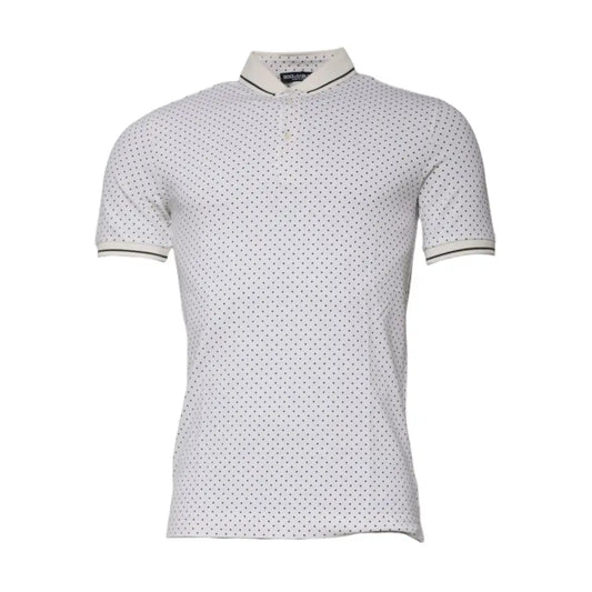 Dolce & Gabbana White Polka Dot Cotton Collared Polo T-shirt