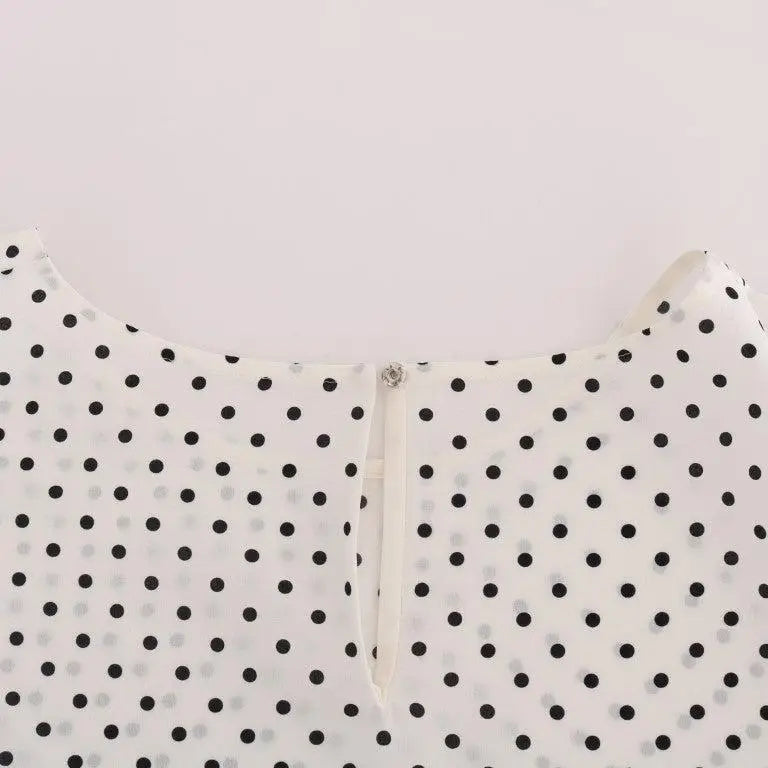 Dolce & Gabbana White Polka Dotted Silk T-shirt Top