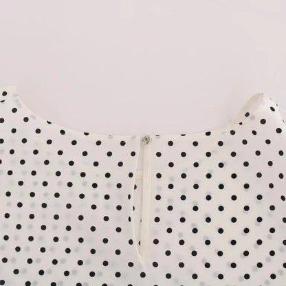 Dolce & Gabbana White Polka Dotted Silk T-shirt Top