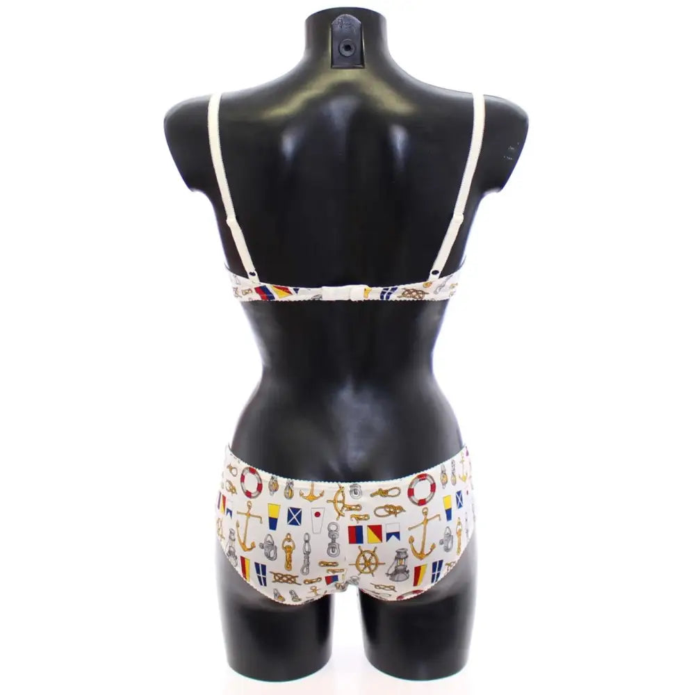 Dolce & Gabbana White Sailor Bra Panty Stretch Underwear