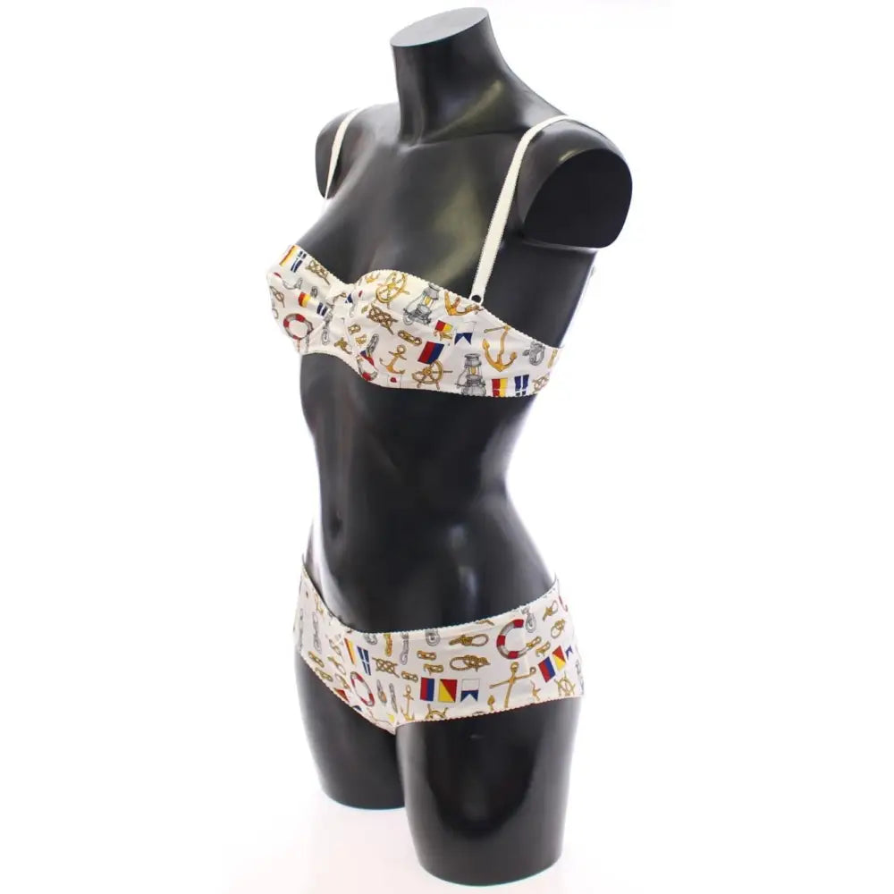 Dolce & Gabbana White Sailor Bra Panty Stretch Underwear