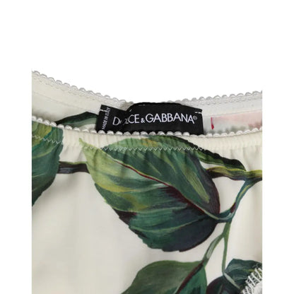 Dolce & Gabbana White Silk Satin Floral Lace Trim Slip Underwear