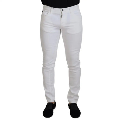 Dolce & Gabbana White Slim Skinny Stretch Cotton Denim Jeans