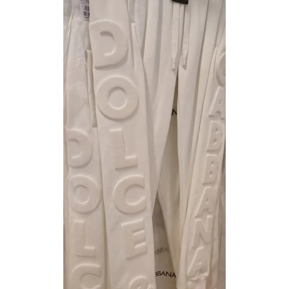 Hvide Dolce & Gabbana sport logo bomuldssweatpants med præget skrift