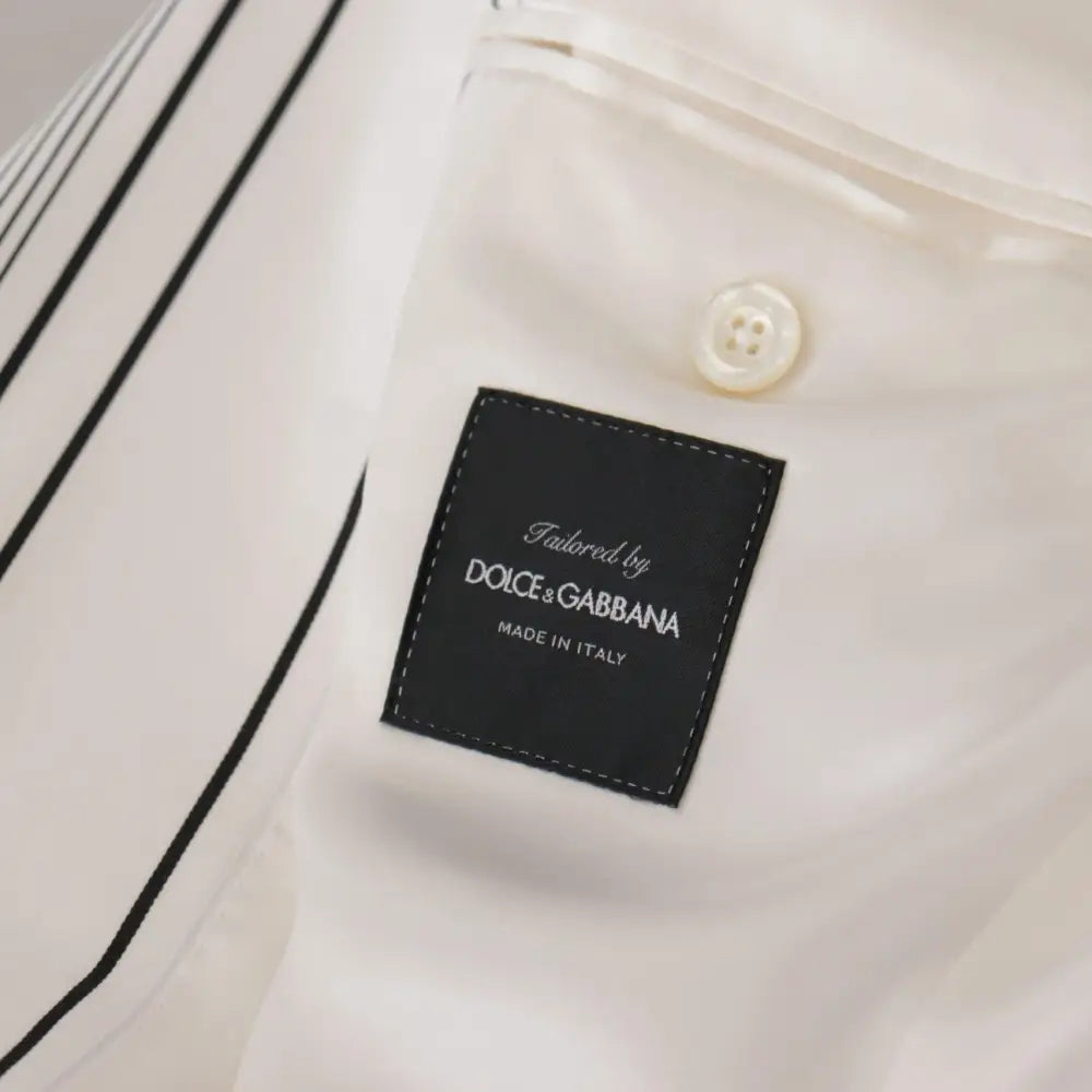 Dolce & Gabbana White Stripes Cotton Single Breasted Blazer