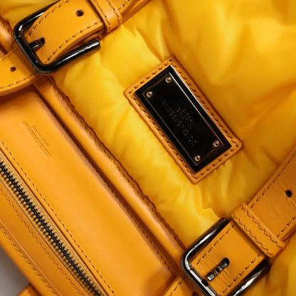 Dolce & Gabbana Yellow Orange Nylon Logo Plaque Hand Shoulder Duffle Bag