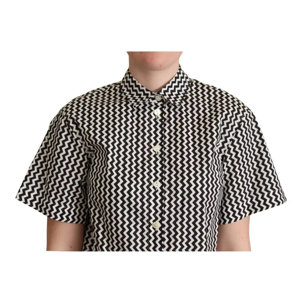 Dolce & Gabbana Zigzag Elegance Cotton Polo Top