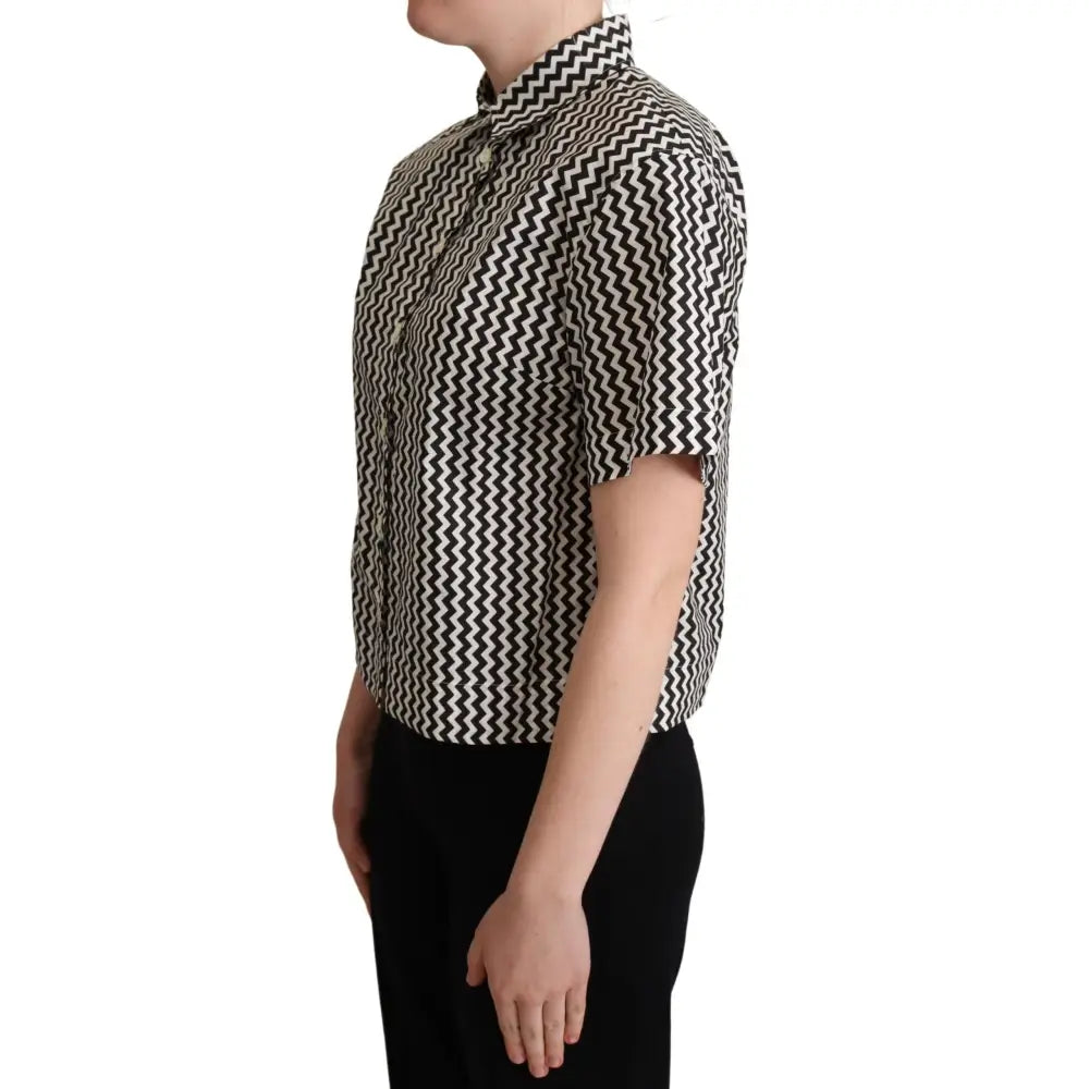 Dolce & Gabbana Zigzag Elegance Cotton Polo Top