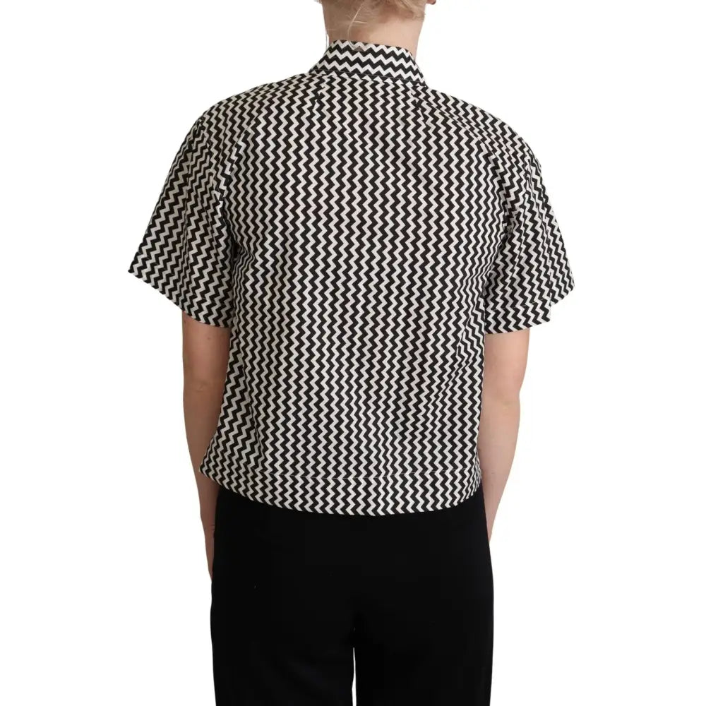 Dolce & Gabbana Zigzag Elegance Cotton Polo Top