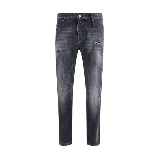 Dsquared² sorte bomuldsjeans slim fit med distressed detaljer