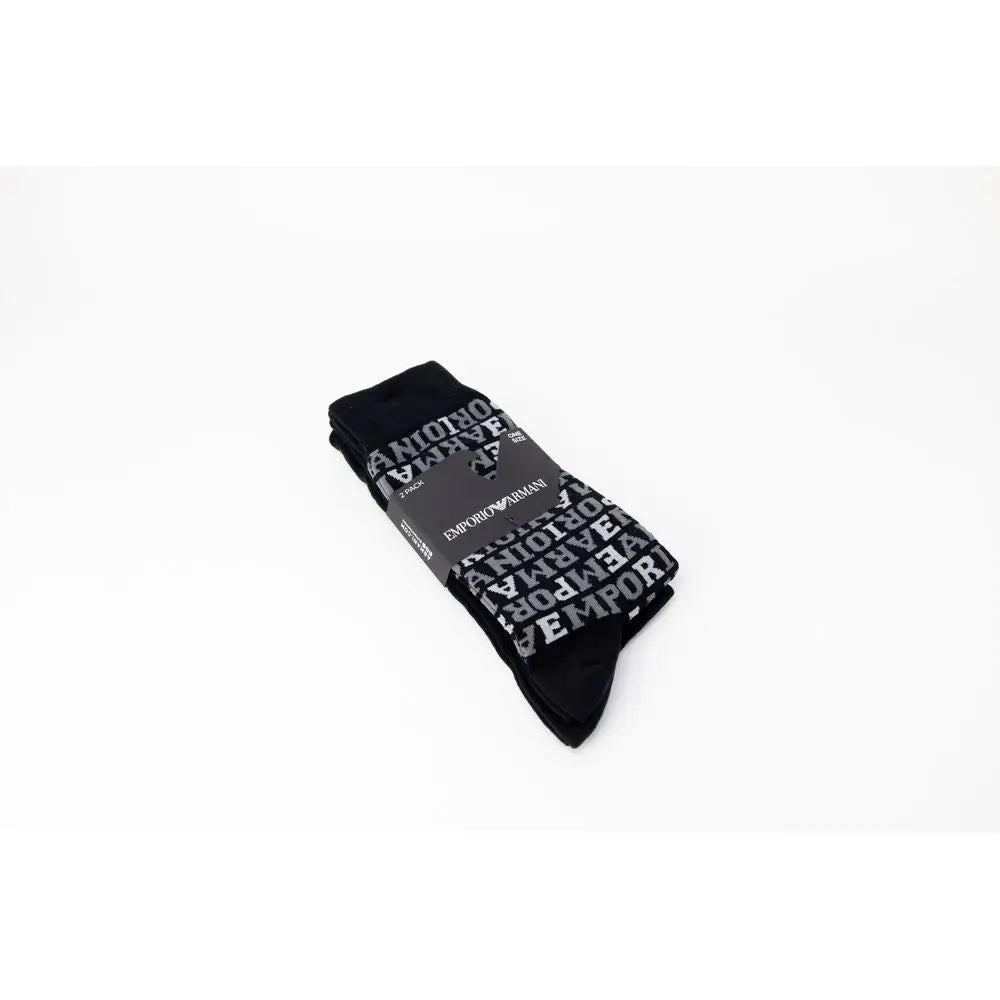 Emporio Armani Underwear Black Cotton Sock - One Size - Sokker
