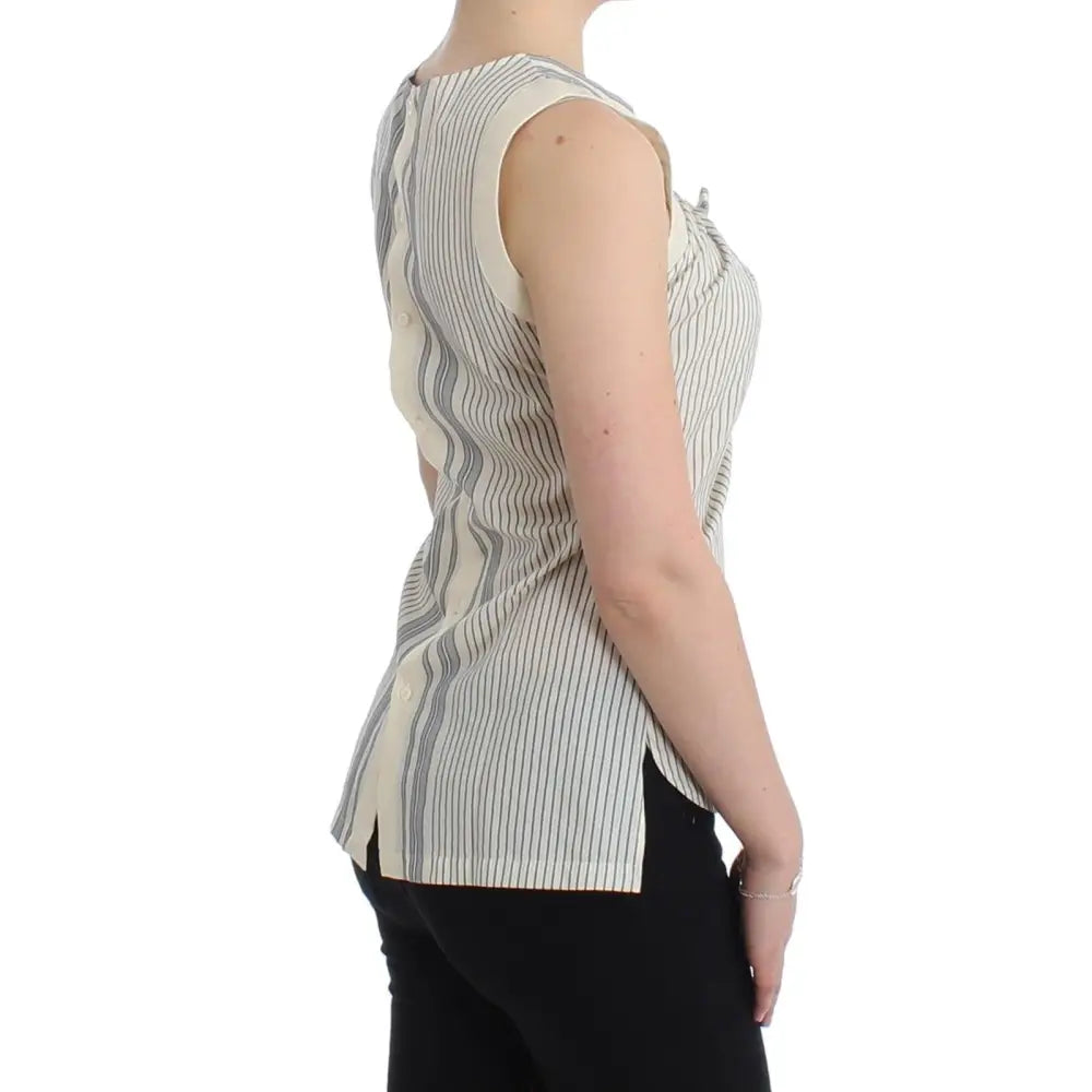 Ermanno Scervino Beachwear Striped Top Blouse Shirt Bow Tank