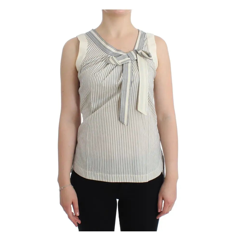Ermanno Scervino Beachwear Striped Top Blouse Shirt Bow Tank