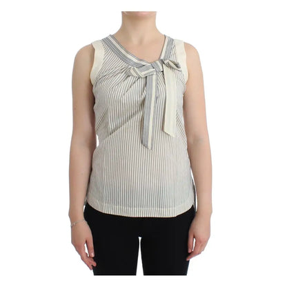 Ermanno Scervino Beachwear Striped Top Blouse Shirt Bow Tank