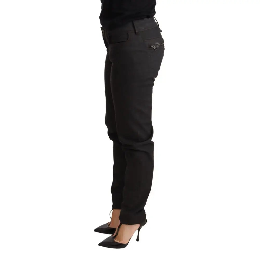 Ermanno Scervino Black Low Waist Skinny Slim Trouser Cotton Jeans