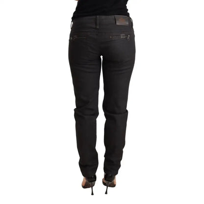 Ermanno Scervino Black Low Waist Skinny Slim Trouser Cotton Jeans