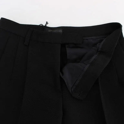 Ermanno Scervino Black Striped Cotton Blend Wide Legs Pants