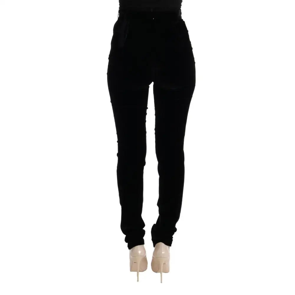 Ermanno Scervino Black Velvet Slim Fit Pants