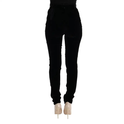 Ermanno Scervino Black Velvet Slim Fit Pants