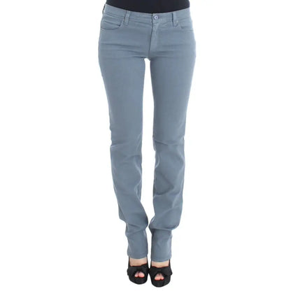 Ermanno Scervino Blue Cotton Blend Slim Fit Bootcut Jeans