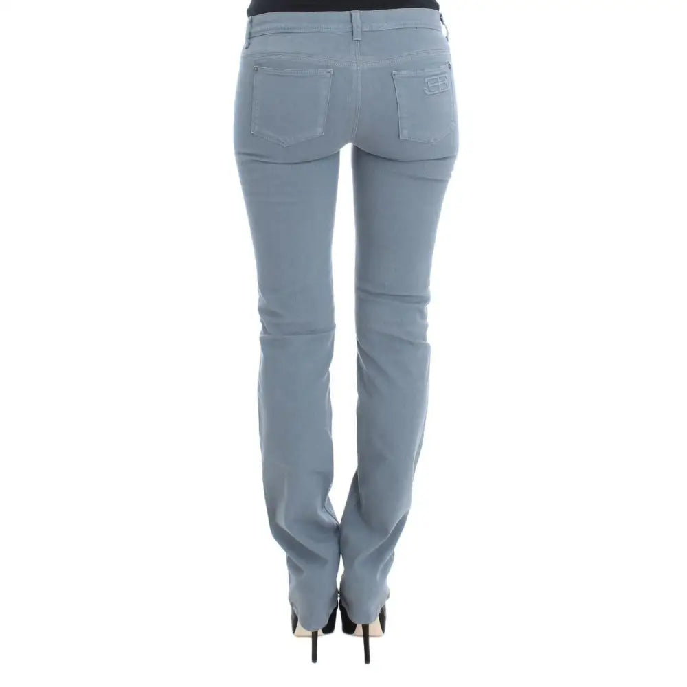 Ermanno Scervino Blue Cotton Blend Slim Fit Bootcut Jeans