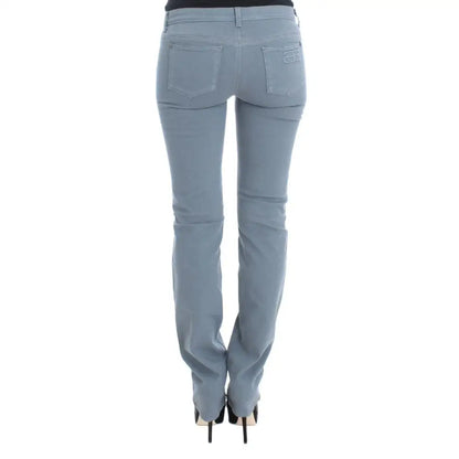 Ermanno Scervino Blue Cotton Blend Slim Fit Bootcut Jeans