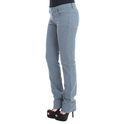 Ermanno Scervino Blue Cotton Blend Slim Fit Bootcut Jeans
