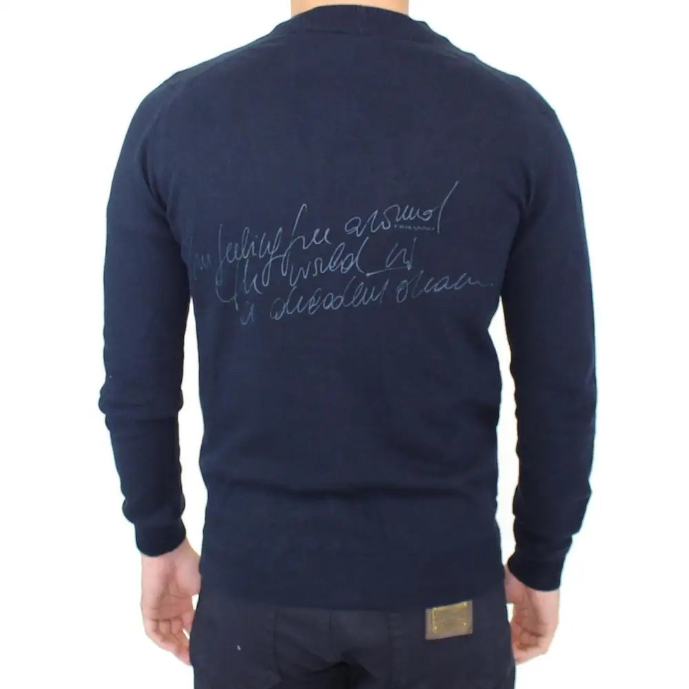 Ermanno Scervino Blue Wool Cashmere Cardigan Pullover Sweater
