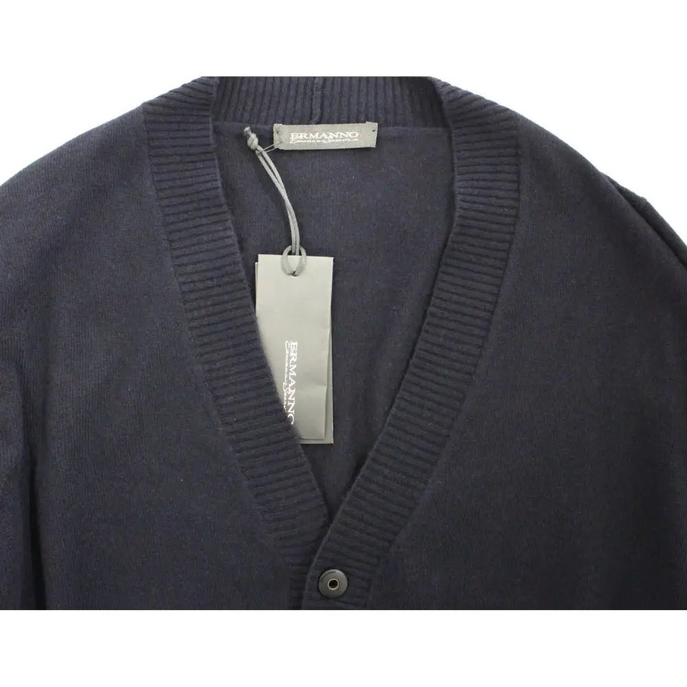 Ermanno Scervino Blue Wool Cashmere Cardigan Pullover Sweater