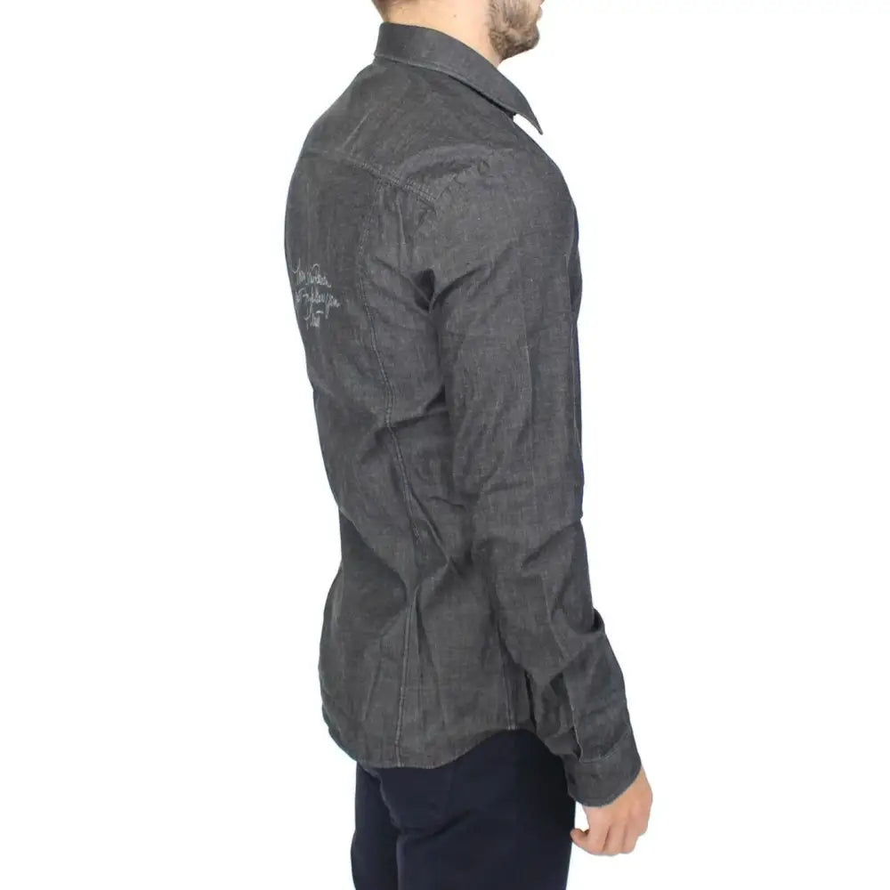 Ermanno Scervino Denim Jeans Cotton Casual Gray Stretch Shirt